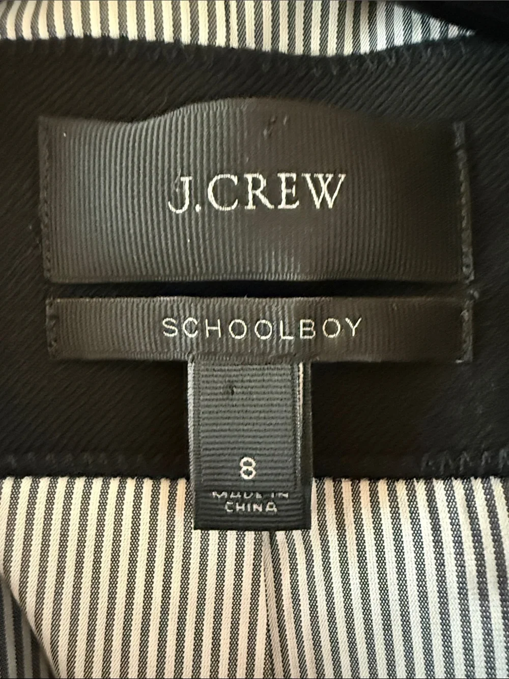 J. Crew Schoolboy Black Wool Blazer Jacket Gold Buttons Size 8